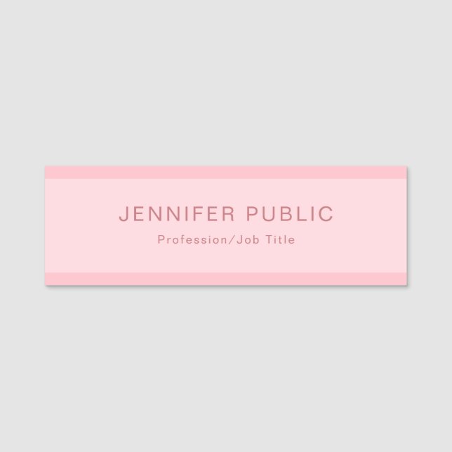 Blush Pink Simple Modern Elegant Creative Template Name Tag (Front)