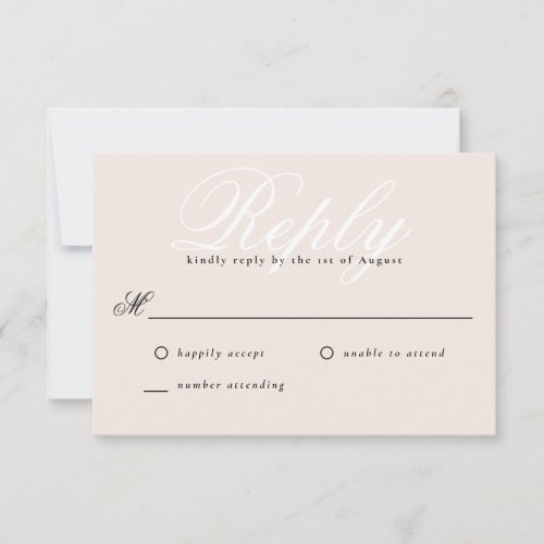 Blush Pink Simple Modern Elegant Minimal Monogram RSVP Card