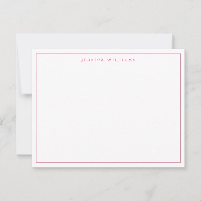 Blush Pink Simple Modern Professional Thin Border Note Card (Front)