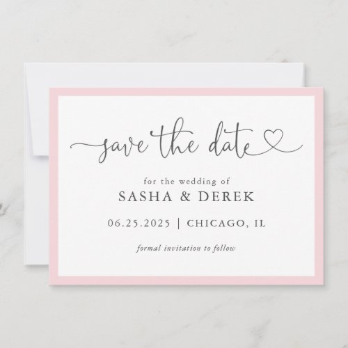 Blush Pink Simple Modern Save the Date