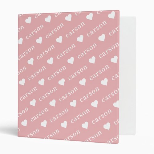 Blush Pink Simple Personalized Repeating Name 3 Ring Binder