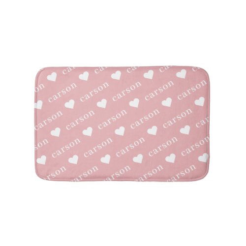 Blush Pink Simple Personalized Repeating Name Bath Mat