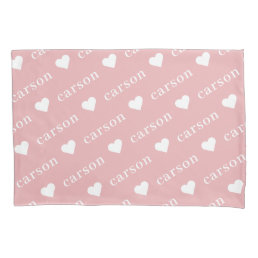 Blush Pink Simple Personalized Repeating Name Pillow Case