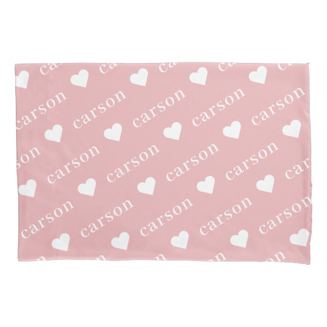 Blush Pink Simple Personalized Repeating Name Pillow Case (Front)