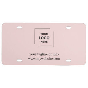 Blush Pink Simple Professional Business Logo  License Plate