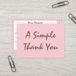 Blush Pink Simple Script Thank You Business Card