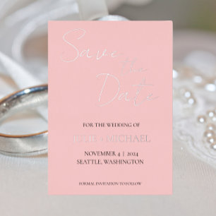 Blush Pink Simple Style Wedding Save the Date Foil Invitation