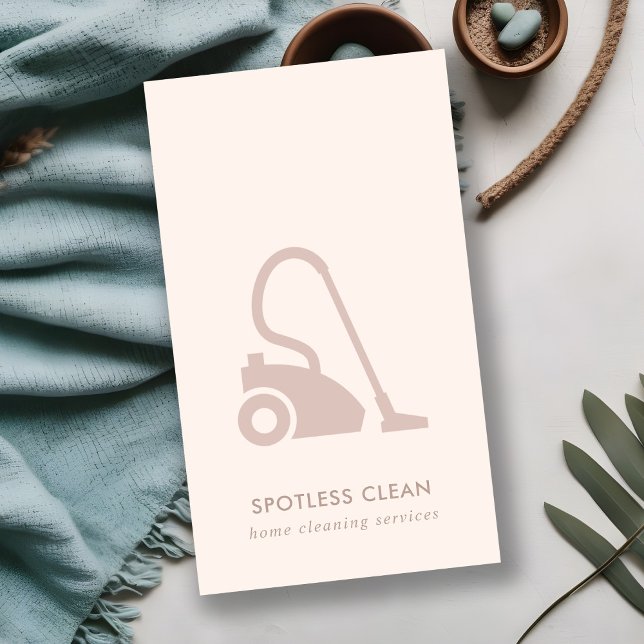BLUSH PINK SIMPLE VACUUM CLEANER CLEANING SERVICE BUSINESS CARD (Creator Uploaded)
