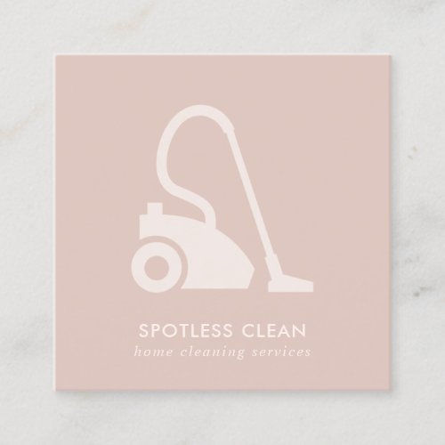 BLUSH PINK SIMPLE VACUUM CLEANER CLEANING SERVICE SQUARE BUSINESS CARD