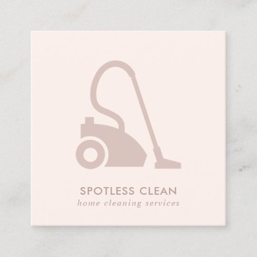 BLUSH PINK SIMPLE VACUUM CLEANER CLEANING SERVICE SQUARE BUSINESS CARD