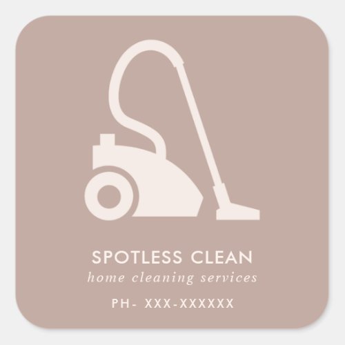 BLUSH PINK SIMPLE VACUUM CLEANER CLEANING SERVICE SQUARE STICKER