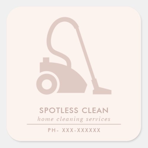 BLUSH PINK SIMPLE VACUUM CLEANER CLEANING SERVICE SQUARE STICKER