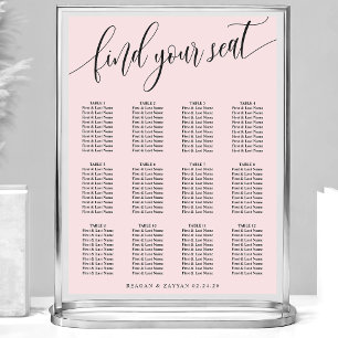 Blush Pink Simple Wedding Seating Chart