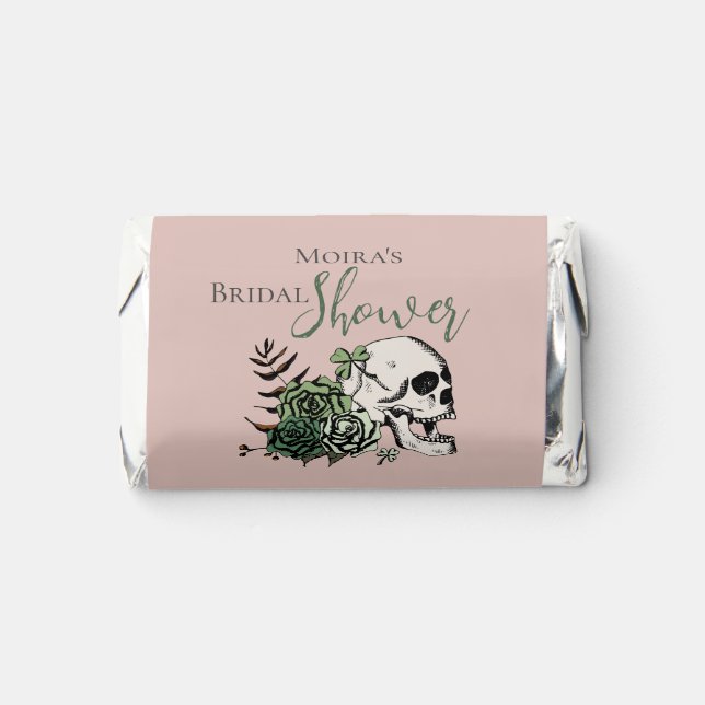 Blush Pink Skull & Roses Irish Bridal Shower Hershey's Miniatures (Front)