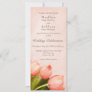 Blush pink slender tulips wedding invitation