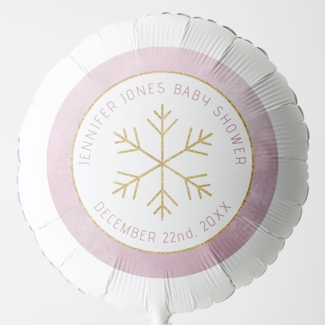 Blush Pink Snowflake Baby Shower Balloon (Front)