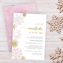 Blush Pink Snowflake Baby Shower Invitation