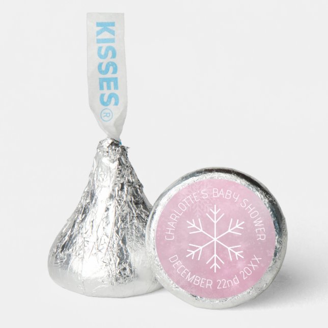 Blush Pink Snowflake Candy Labels | Winter  (Front)