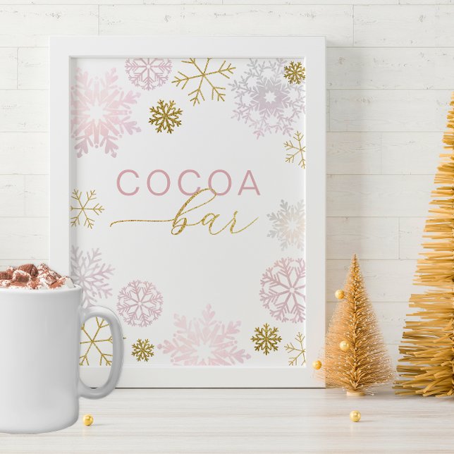 Blush Pink Snowflake Cocoa Bar Sign   (Cocoa Bar - "cocoa" can be changed to whatever you need)
