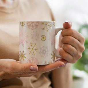 Blush Pink Snowflake Winter Coffee Mug