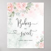 Blush pink snowflakes Babies are sweet Poster