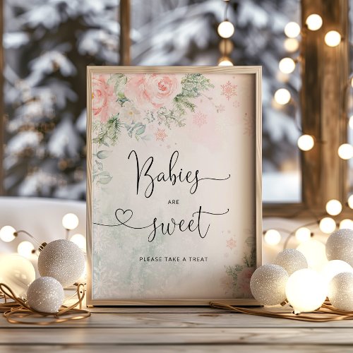 Blush pink snowflakes Babies are sweet Poster