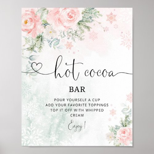 Blush Pink Snowflakes Hot cocoa bar Poster
