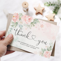 Blush pink snowflakes thank you card