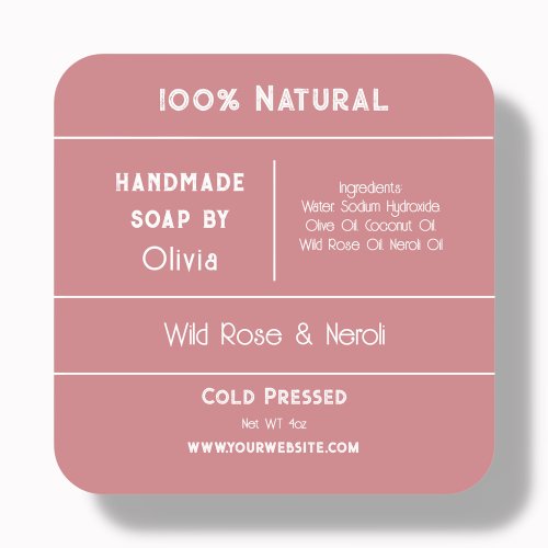 Blush Pink  Soap Ingredient Product Labels