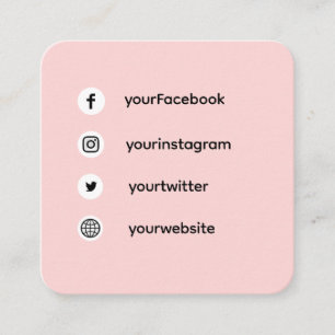 Blush Pink Social Media   Nice to Meet You Design Square Business Card
