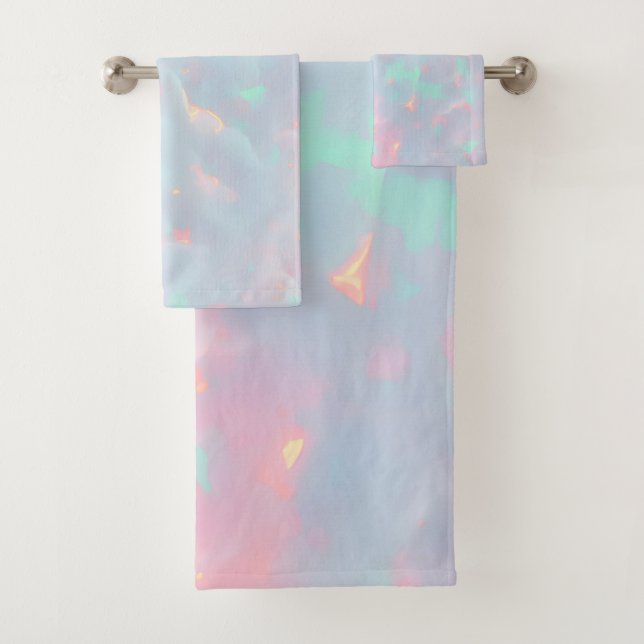 Blush Pink Soft Mint Gold Luxury Modern Collection Bath Towel Set (Insitu)