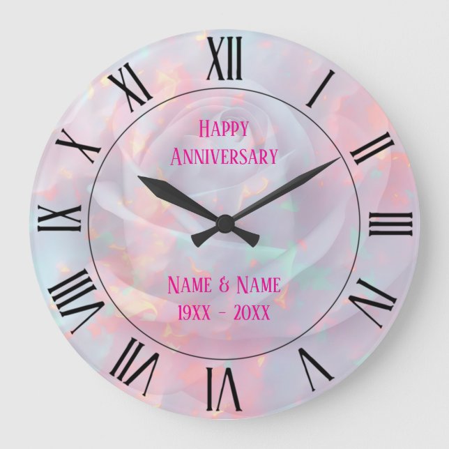 Blush Pink Soft Mint Gold Luxury Modern Collection Large Clock (Front)