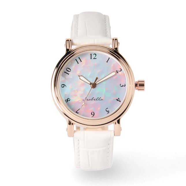 Blush Pink Soft Mint Gold Luxury Modern Collection Watch (Front)