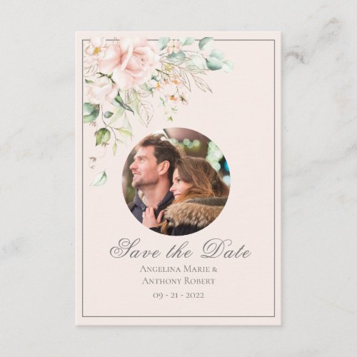 Blush Pink Soft Watercolors Photo Floral Wedding Save The Date