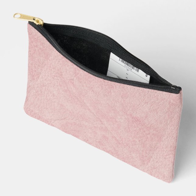 Blush Pink Solid Textured Color Accessory Pouch (Open)