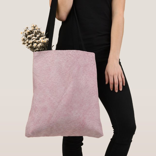 Blush Pink Solid Textured Color Tote Bag (Close Up)