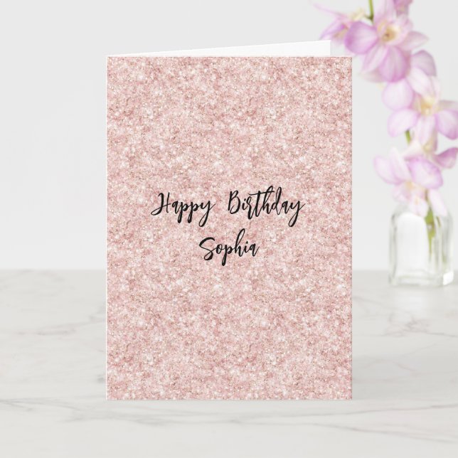 Blush Pink Sparkle Glitter Birthday Card (Orchid)