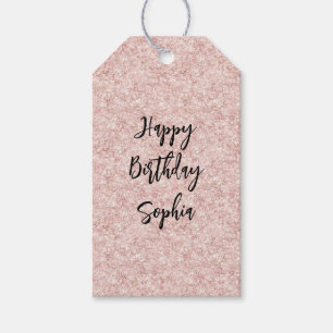 Blush Pink Sparkle Glitter Birthday Gift Tags