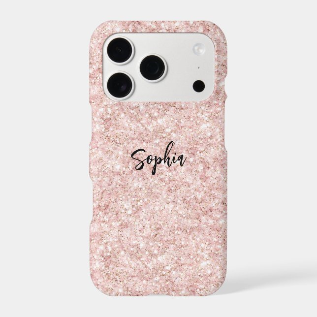 Blush Pink Sparkle Glitter Christmas iPhone Case (Back)