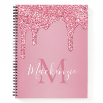 Blush Pink Sparkle Glitter Drips Monogram Notebook Blush Pink Sparkle Glitter Drips Monogram Notebook