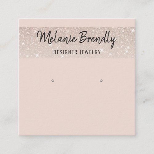 Blush Pink Sparkles Jewelry Earring Display  Square Business Card