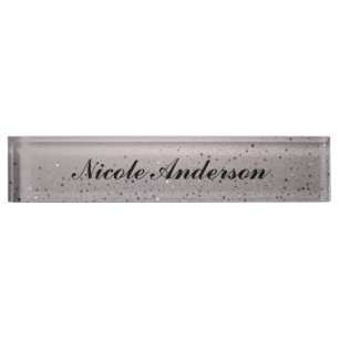 Blush Pink Sparkly Glitter Sweet 16 Birthday Party Desk Name Plate