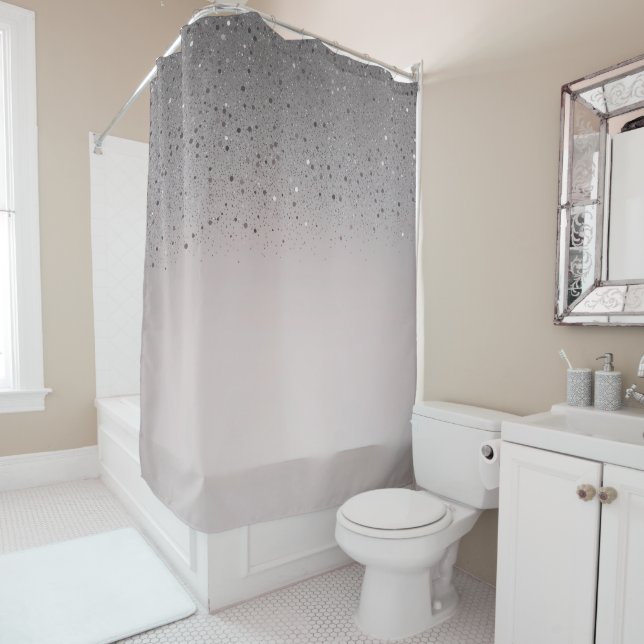 Blush Pink Sparkly Sparkle Glitter Shower Curtain (In Situ)