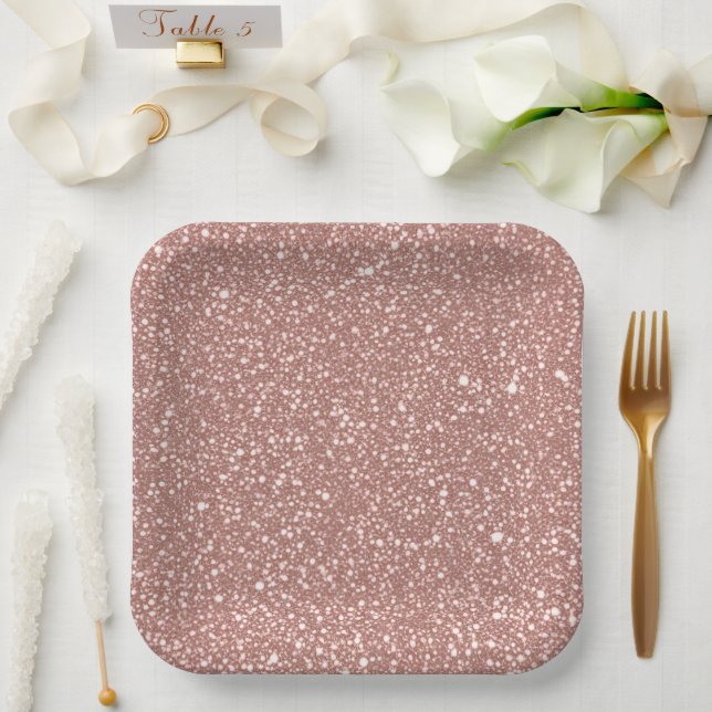 Blush Pink Speckled Pattern Party Paper Plates (Wedding)