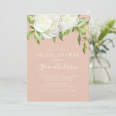 Blush Pink Spring Floral Peony Bridal Shower Invitation (Standing Front)