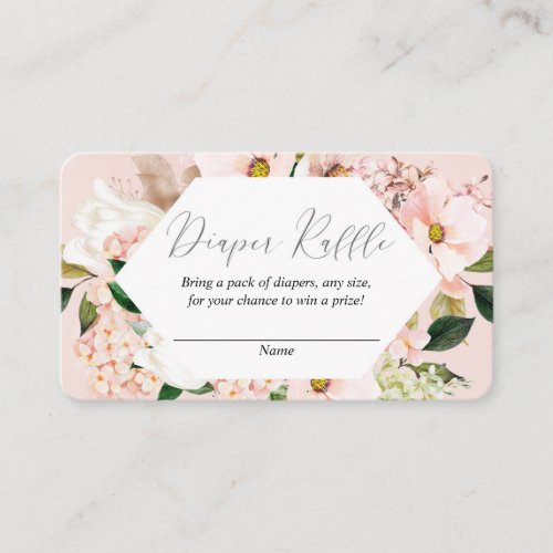 Blush pink spring florals girl diaper raffle cards