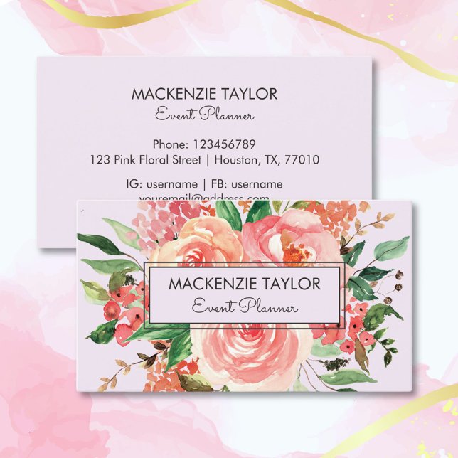 Blush Pink Spring Flower Floral Bouquet Business Card (Front and Back)