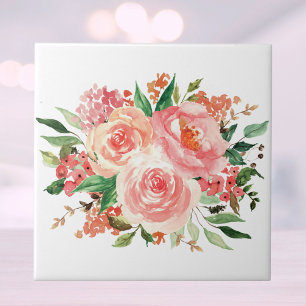 Blush Pink Spring Flower Floral Ceramic Tile