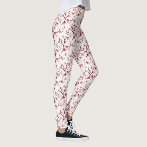 Blush Pink Spring Rustic Bohemian Floral Leggings