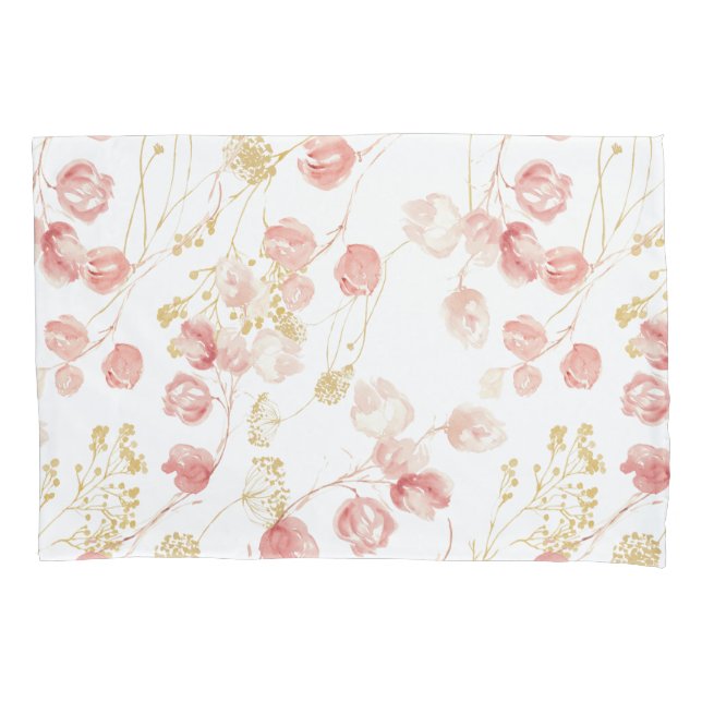 Blush pink spring summer garden matching duvet pillow case (Front)